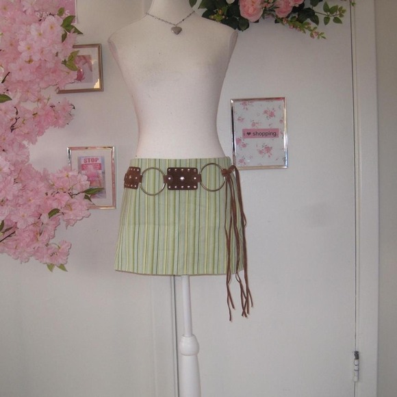 Vintage Express Striped Pastel Green Mini Skirt (Sz 3) - Picture 8 of 8